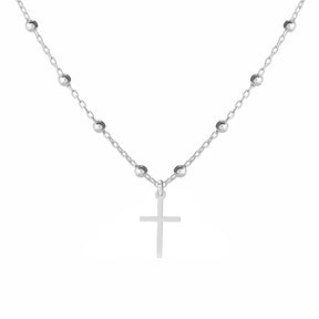 Lănțișor elegant din argint 925 cu biluțe și cruciuliță – bijuterie rafinată Maison La Stéphanie, simbol al credinței și al protecției, ideală pentru cadouri.