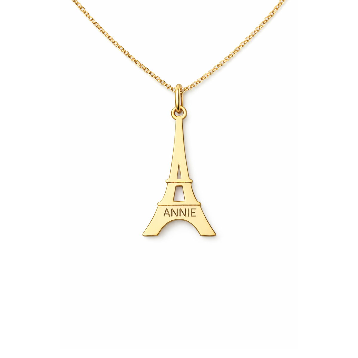 lantisor argint placat cu aur cu pandantiv turnul eiffel personalizat cu un cuvant