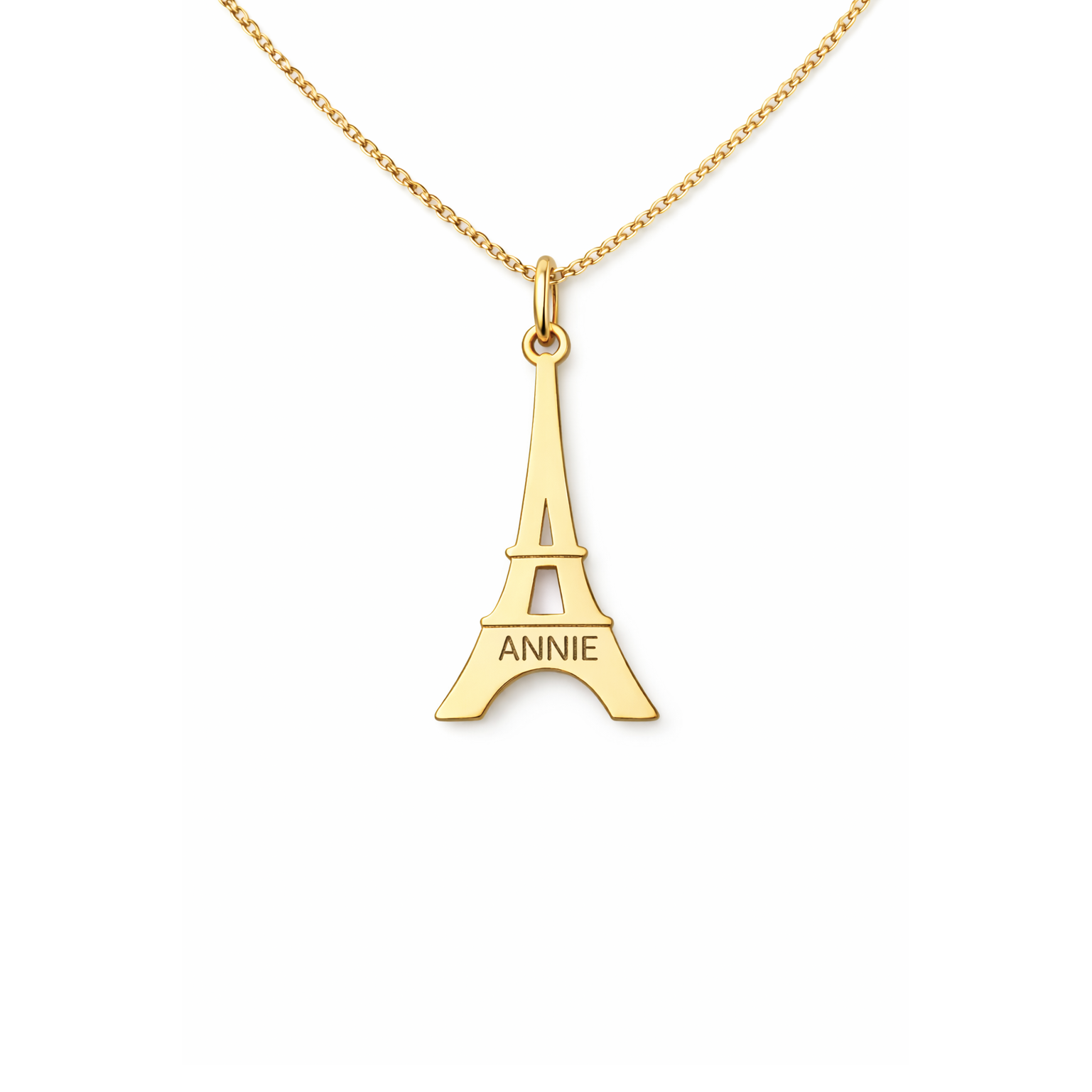 lantisor argint placat cu aur cu pandantiv turnul eiffel personalizat cu un cuvant
