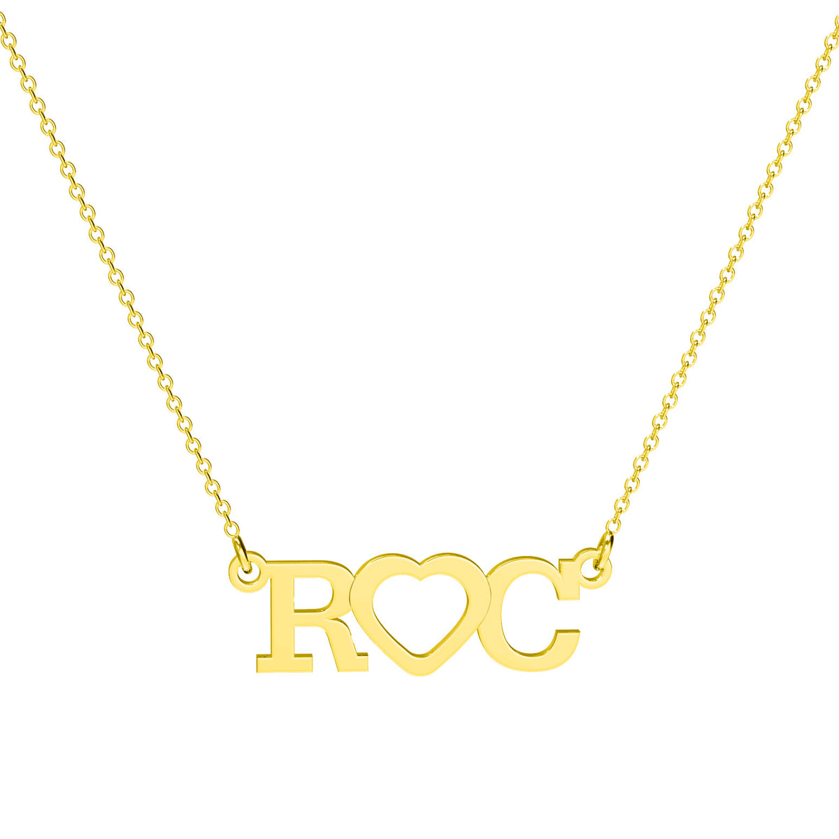 lantisor argint placat cu aur initiale cu inimioara