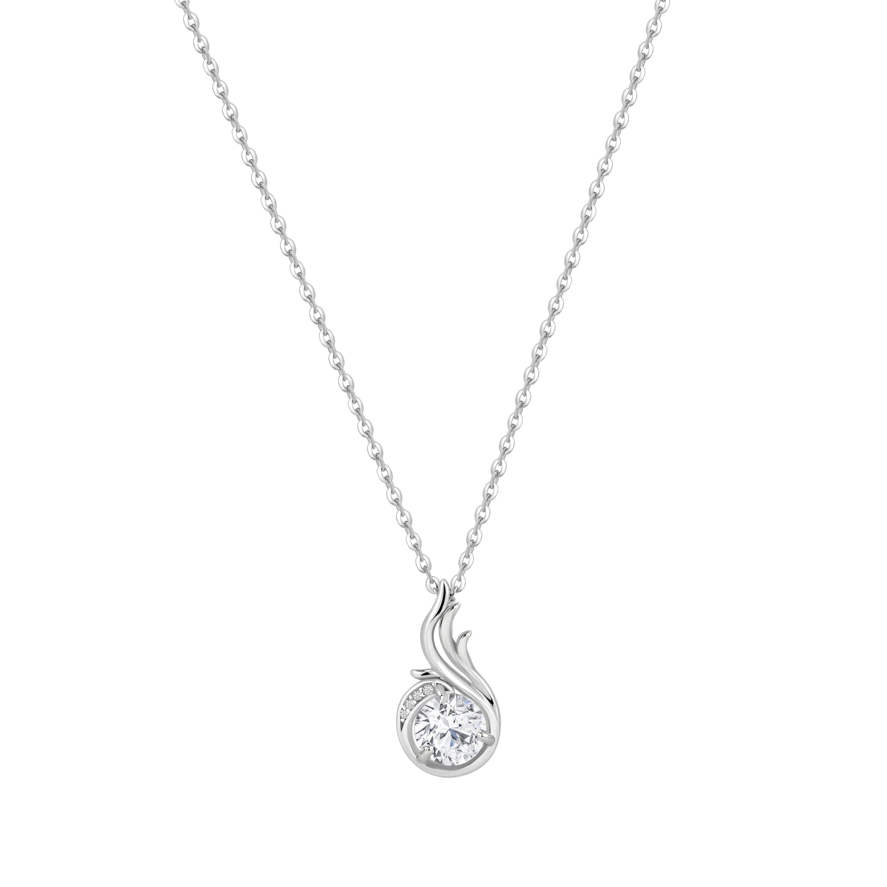 Lănțișor din argint 925 placat cu rodiu, cu moissanit de 1 ct și design simbolic de aripă. Bijuterie elegantă cu semnificație de protecție și lumină.