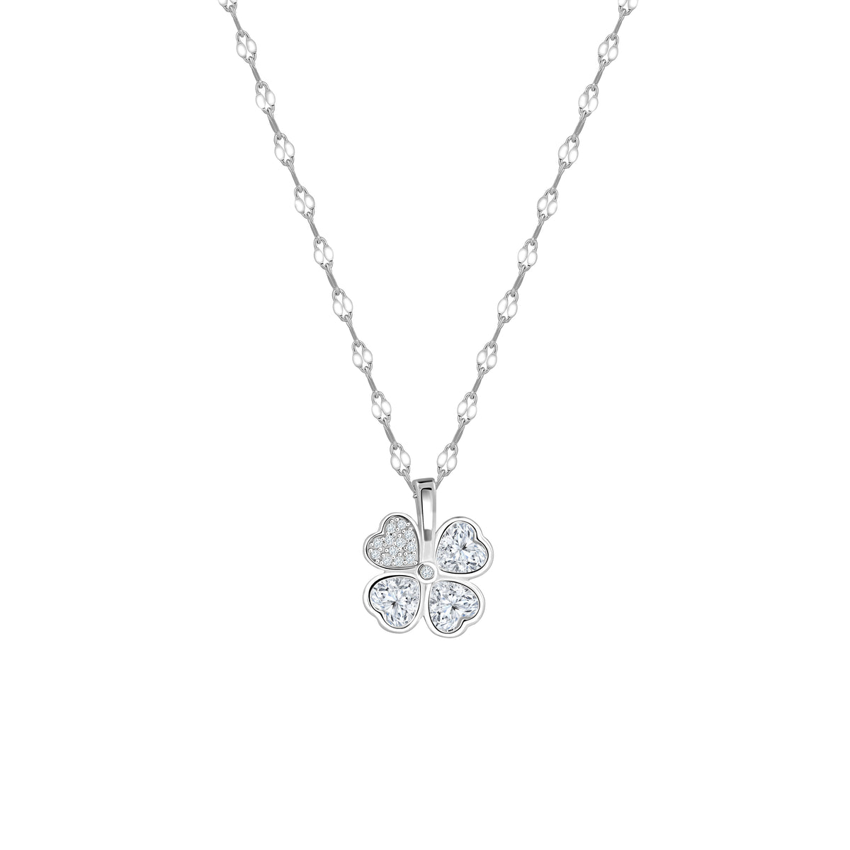 lantisor argint 925 cu pandantiv trifoi cu zirconii pavé