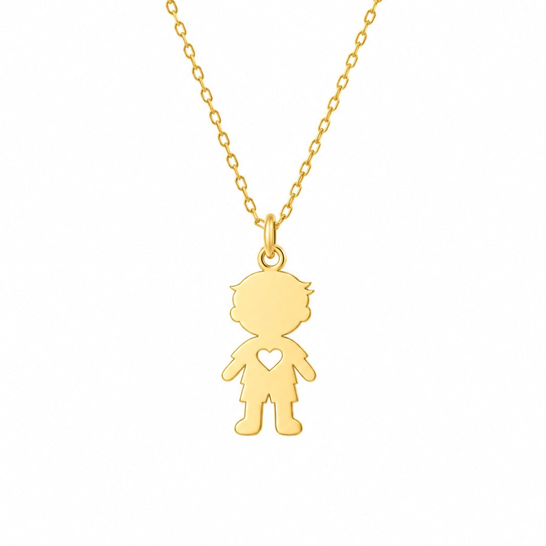Lantisor LITTLE BOY din Argint 925 placat cu aur cu pandantiv baietel si inimioara MAISON Stephanie