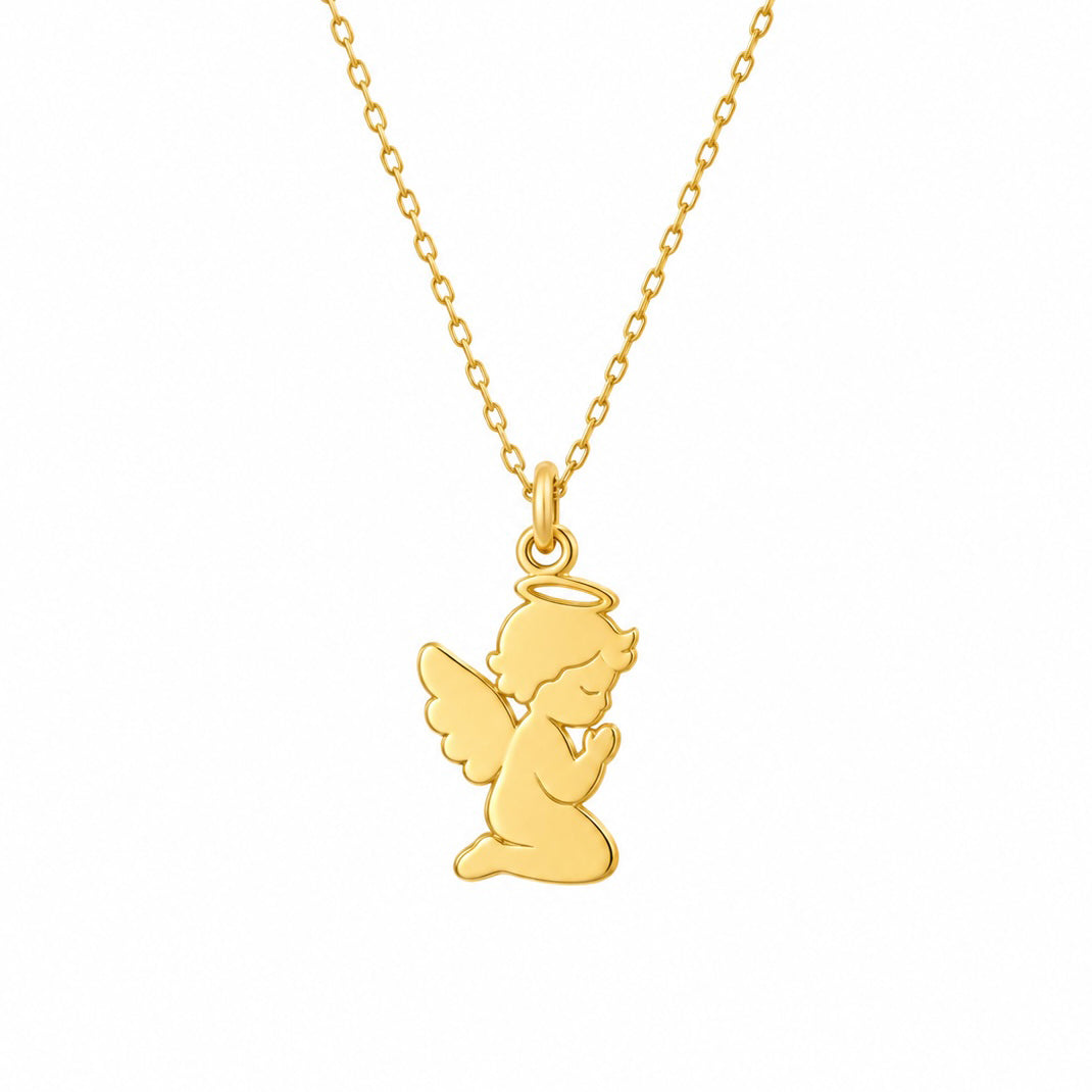 Lantisor LITTLE PRAYER din Argint 925 placat cu aur cu pandantiv ingeras rugandu-se Maison La Stephanie