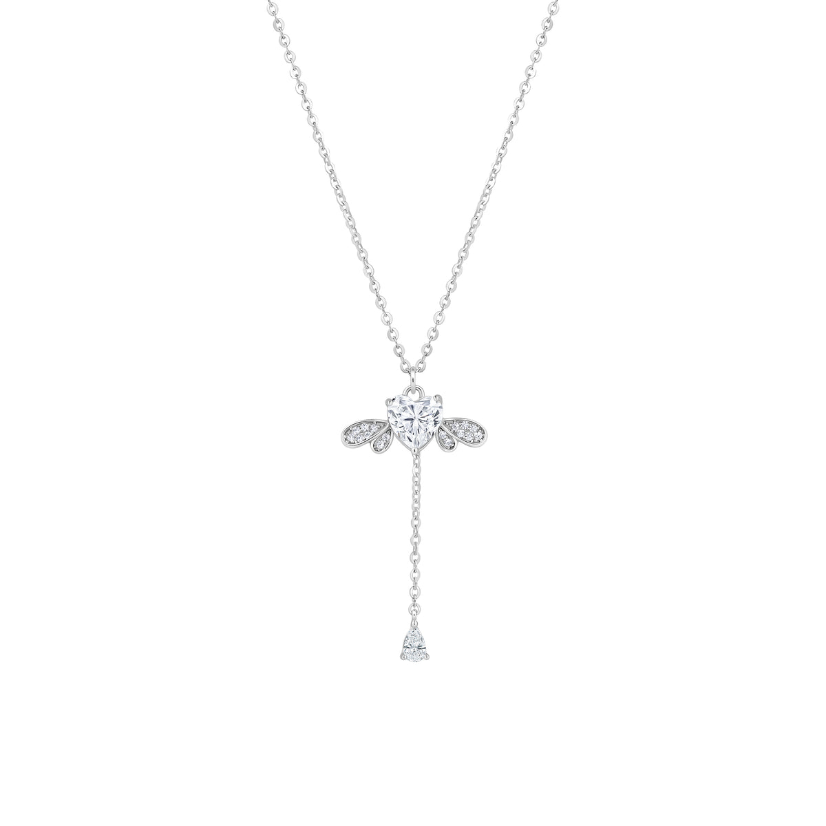 lantisor argint 925 cu pandantiv fluture cu zirconii si lantisor decorativ