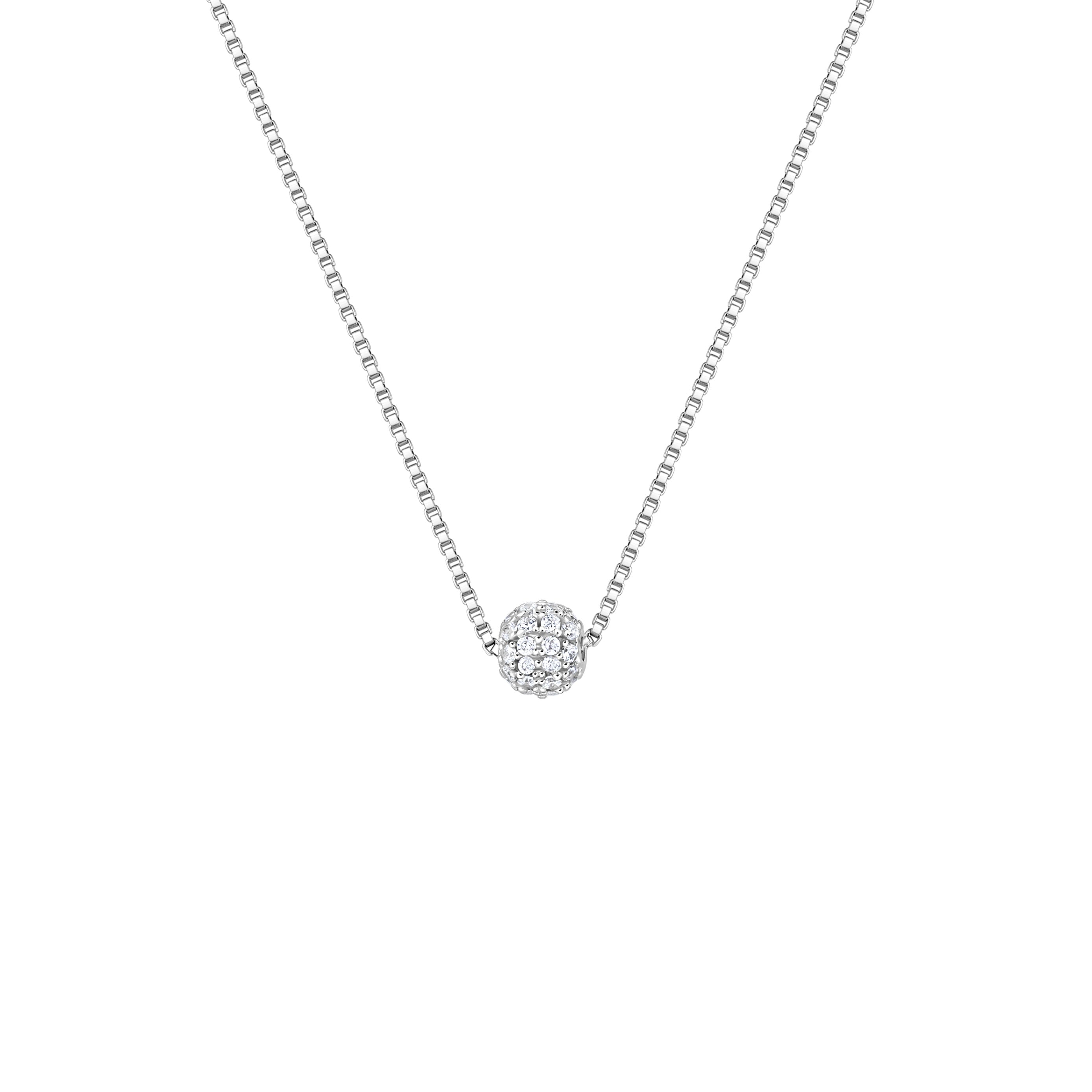 lantisor argint 925 cu pandantiv sfera pavata cu zirconii