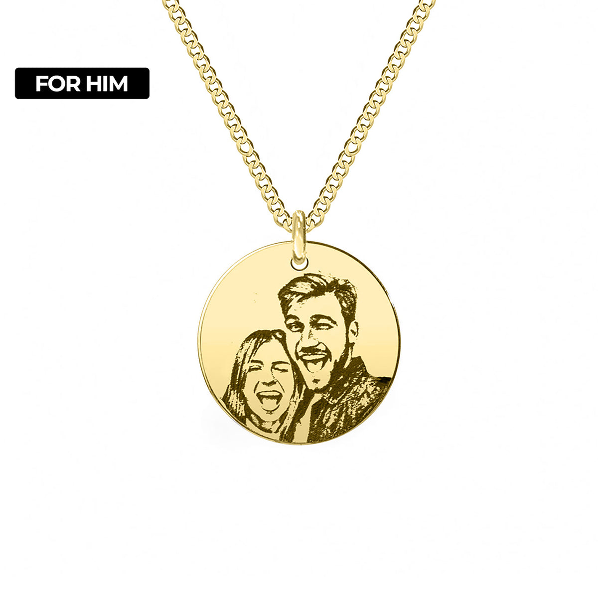 lant cu pandantiv aur personalizat cu poza fotogravura