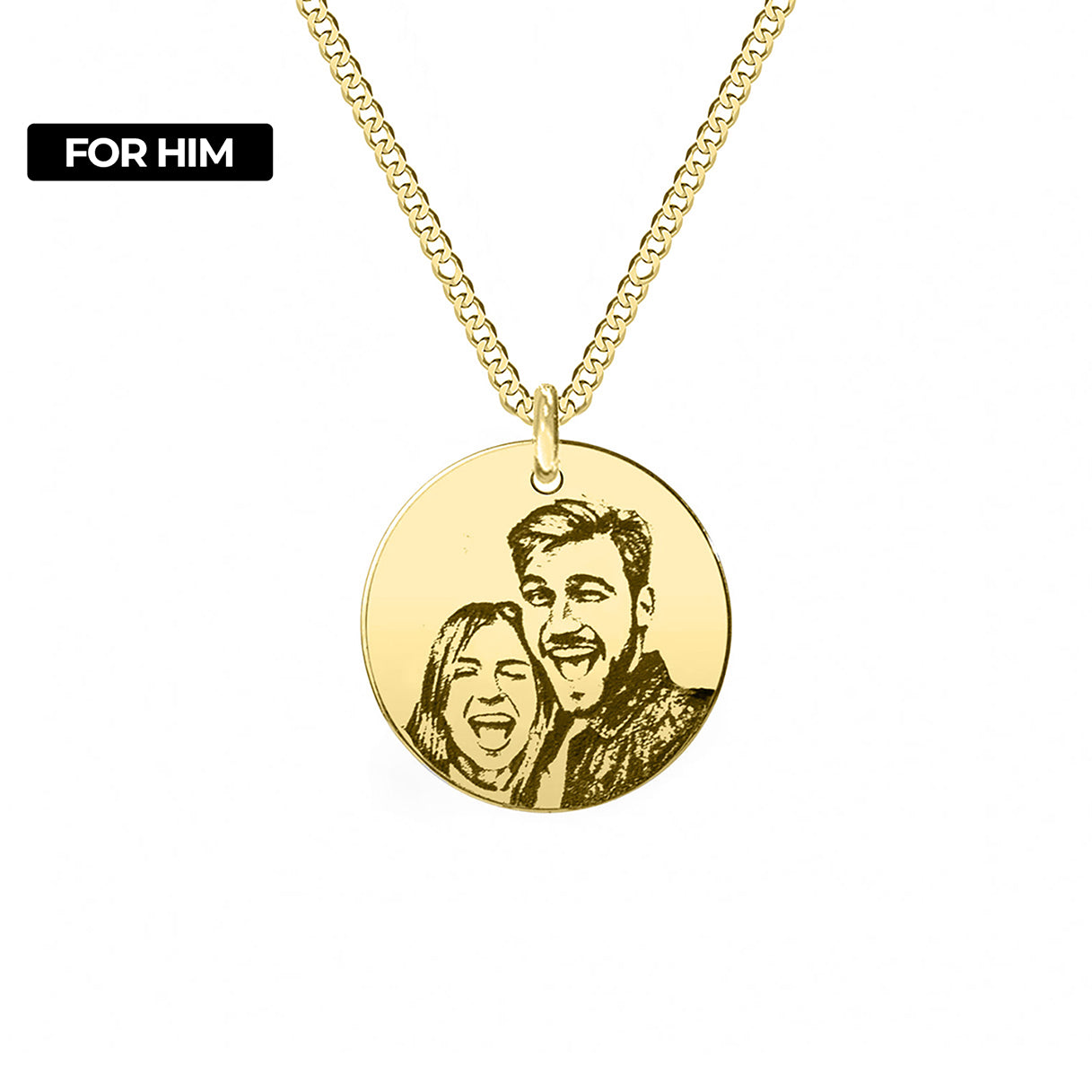 lant cu pandantiv aur personalizat cu poza fotogravura