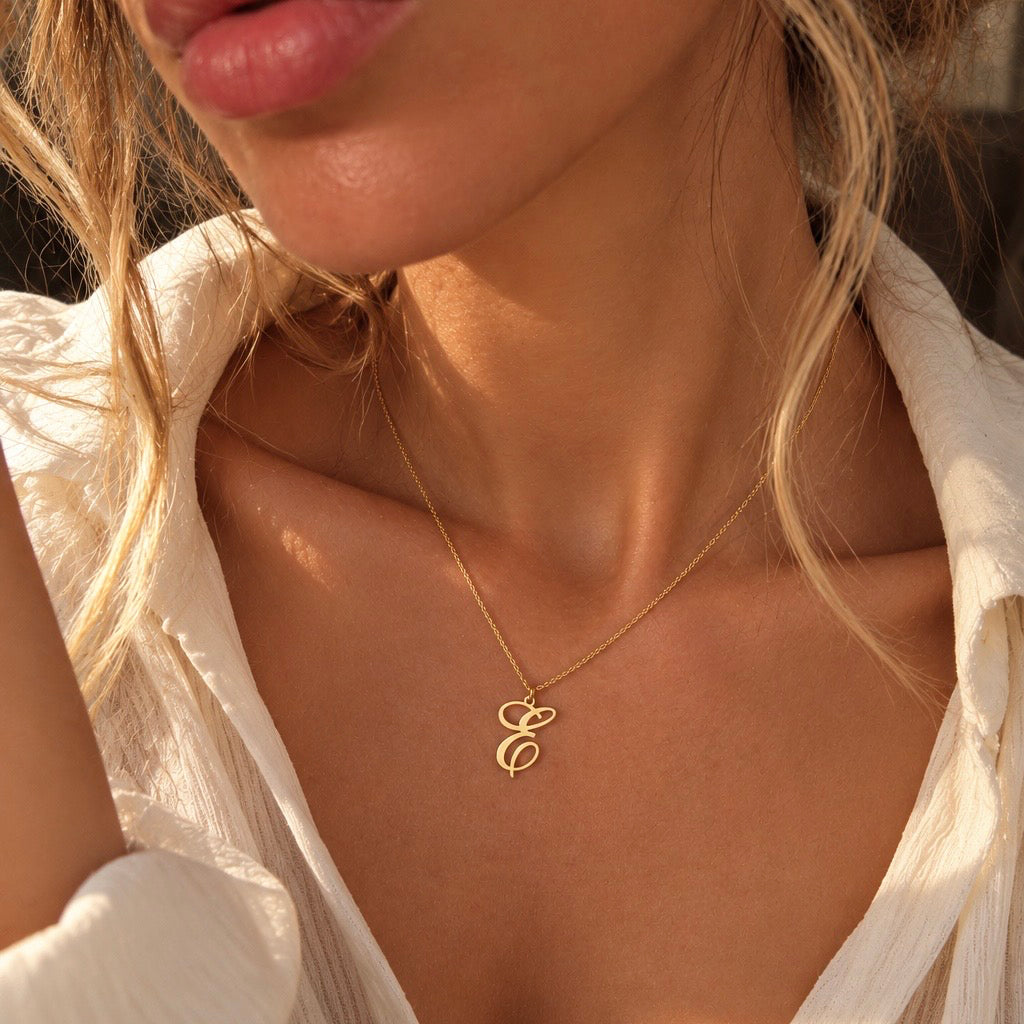 lantisor personalizat initiala argint 925 placat aur 18k maison la stephanie