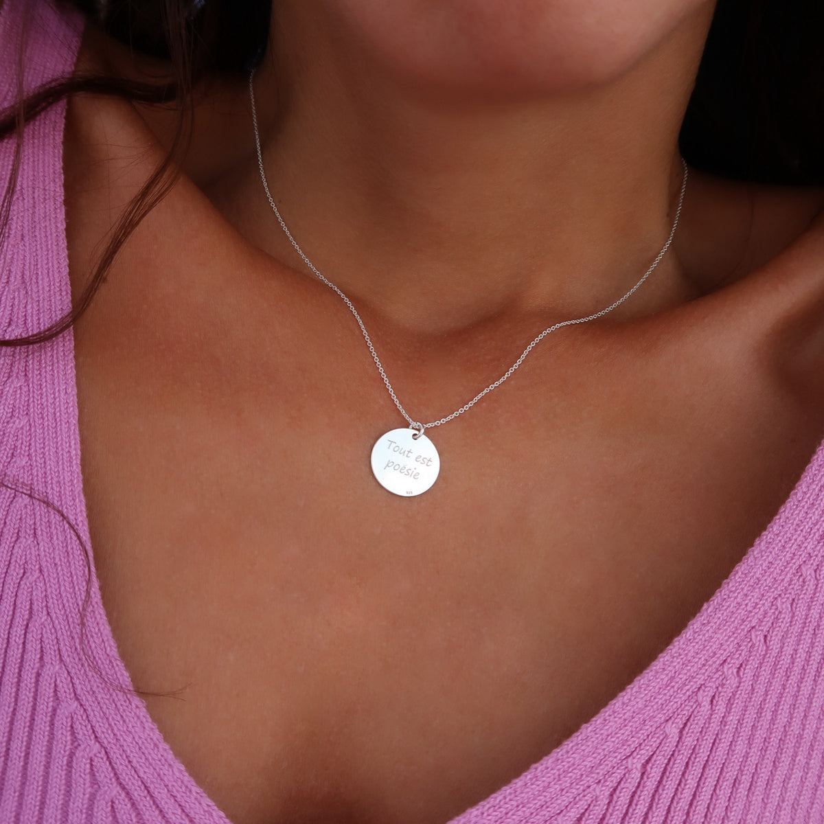 lantisor personalizat argint 925 medalion rotund 15 mm maison stephanie