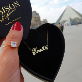 Lănțișor din argint 925 placat cu aur 18K, personalizat cu nume sau text. Cadou elegant Maison La Stéphanie.