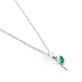 Lanț Petite Tulipe din argint 925 placat cu rodiu, cu piatră zirconia elegantă – bijuterie delicată Maison La Stéphanie, perfectă pentru cadouri de sărbători, 8 Martie sau aniversări.