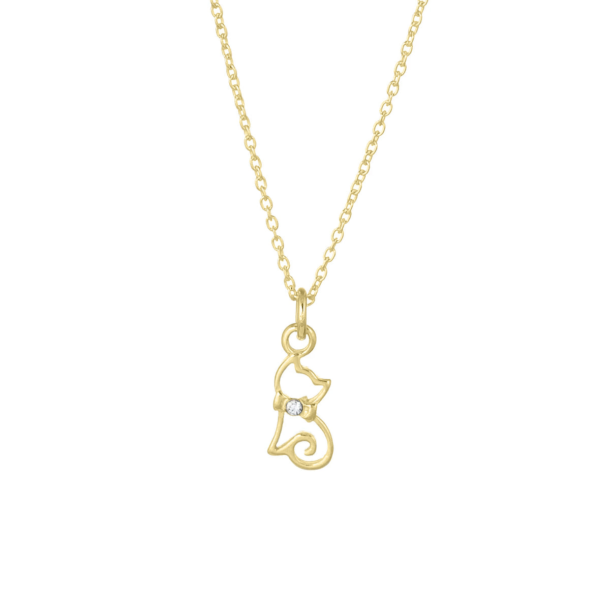 Lănțișor Cat din argint 925 placat cu aur 18K – bijuterie delicată cu pandantiv pisicuță și cristal Swarovski, ideală ca dar elegant pentru fete și iubitoarele de animale. Maison La Stéphanie.