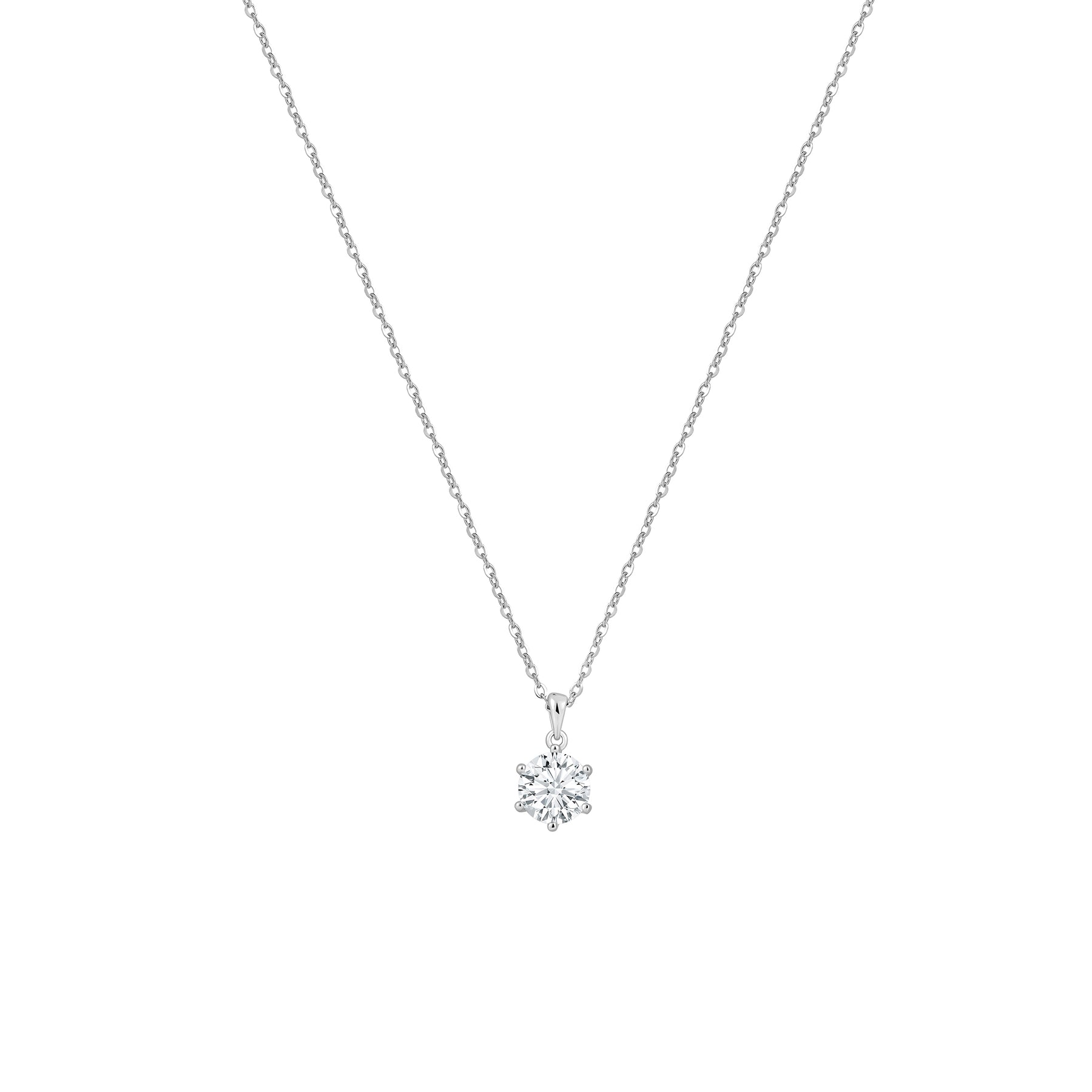 Lănțișor din argint 925 placat cu rodiu, cu moissanit de 1 ct și design minimalist. Bijuterie elegantă, ideală pentru purtare zilnică.