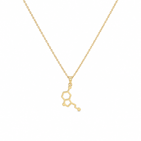 Lănțișor Serotonină – Molecula Fericirii din Aur 14K. Pandantiv inspirat de molecula serotoninei, realizat din aur autentic 14K.