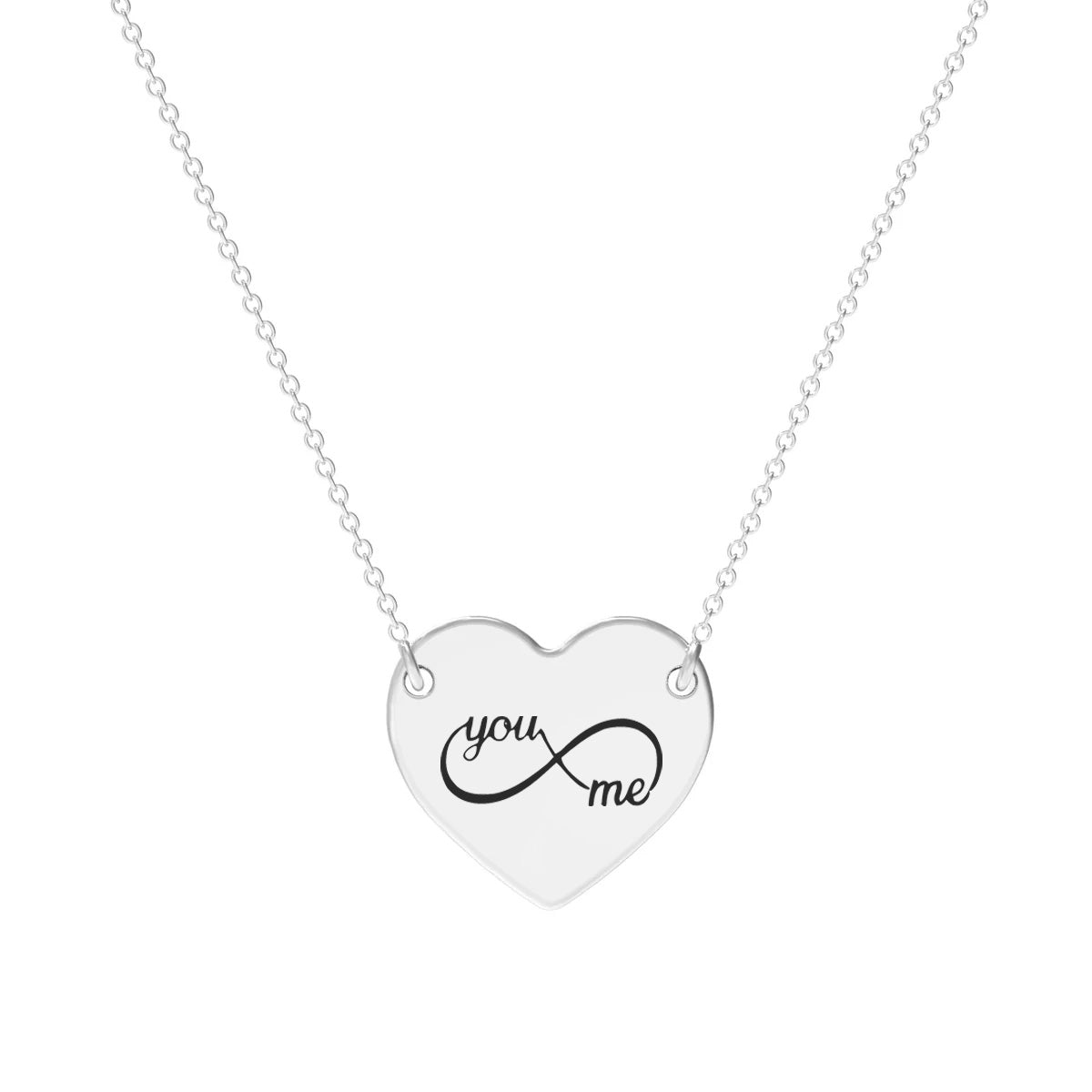 lantisor argint 925 cu pandantiv inimioara 28 mm you and me simbol infinit