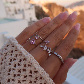 Set Mix and Match Pink Rings din argint 925, inele delicate cu accente roz – Maison La Stephanie
