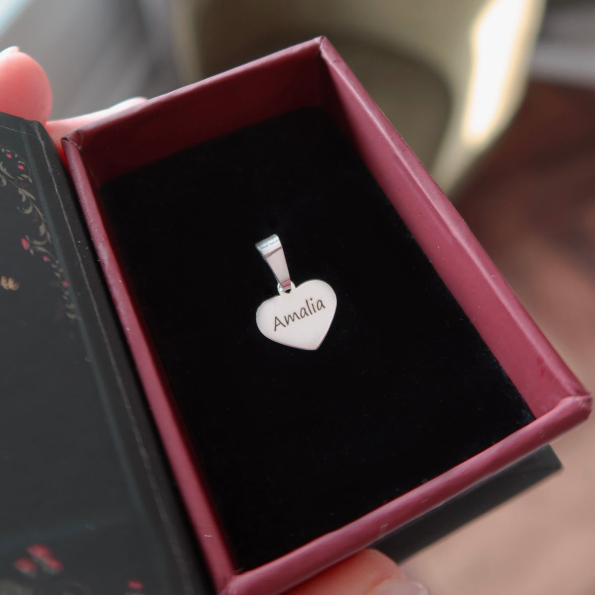 Martisor din argint 925 cu pandantiv inimioara personalizata