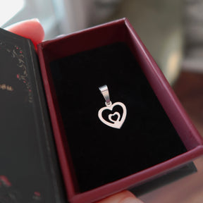 Martisor din argint 925 cu pandantiv inima dubla