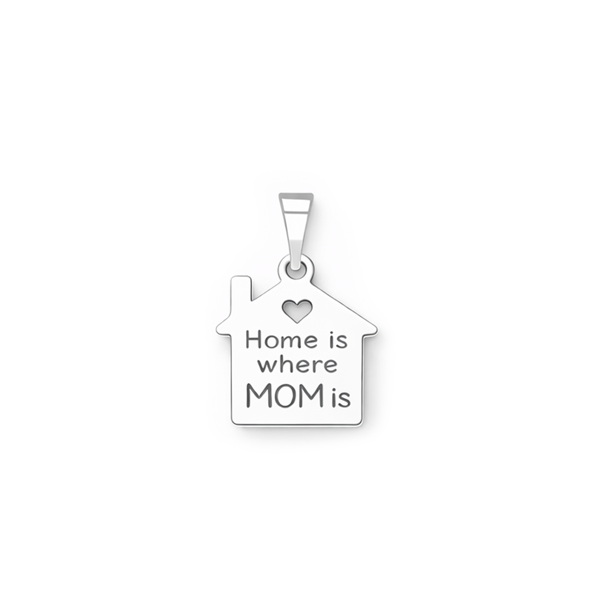 Martisor din argint 925 cu pandantiv home is where mom is, bijuterie cu mesaj si cadou pentru mama