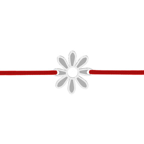 Brățară din argint 925 cu floare pe șnur roșu – cadou rafinat de Mărțișor și 8 Martie. Perfectă pentru femei, colege sau campanii corporate.