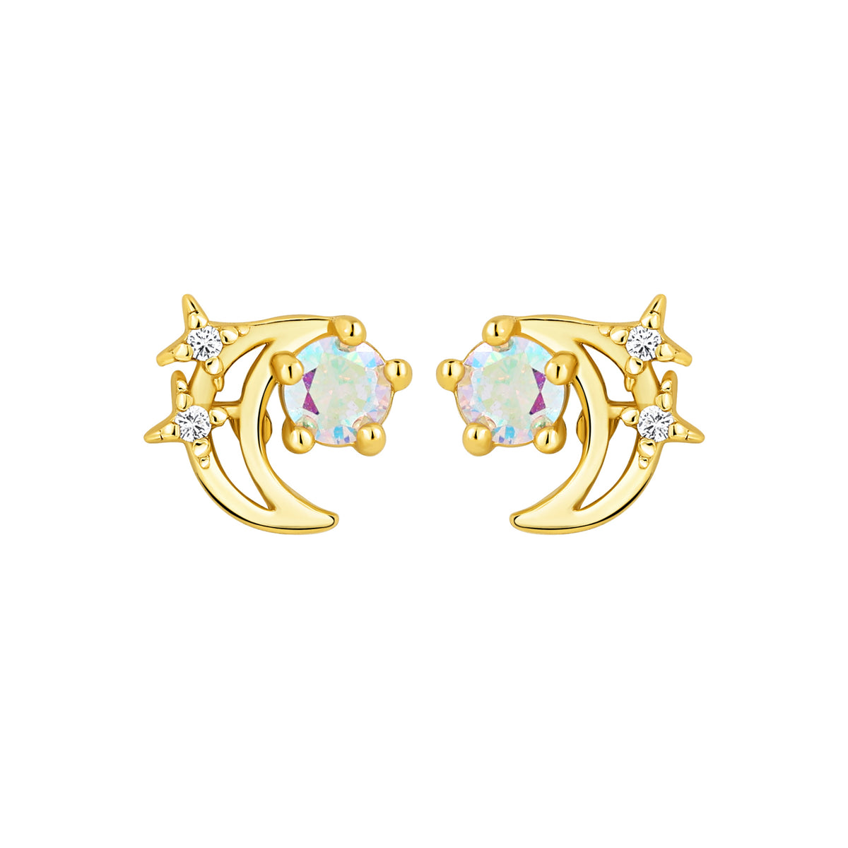 Cercei Moonspell din argint 925 placat cu aur, design inspirat de luna cu zirconii stralucitoare – Maison La Stephanie