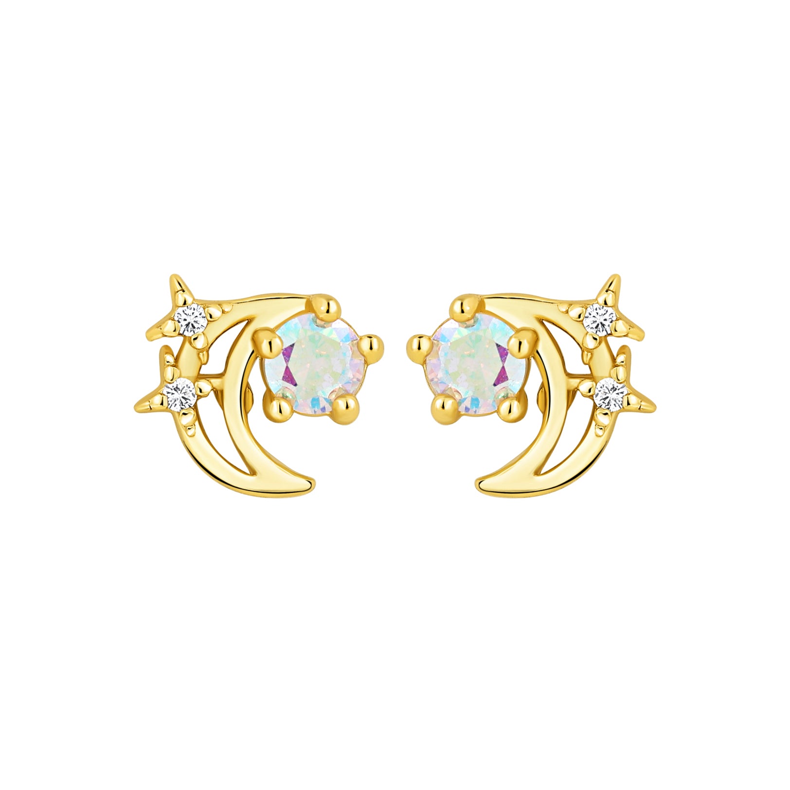 Cercei Moonspell din argint 925 placat cu aur, design inspirat de luna cu zirconii stralucitoare – Maison La Stephanie