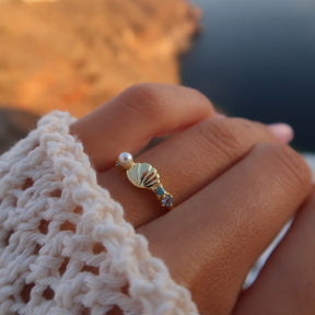 Inel Seaside Reverie din argint placat cu aur, model scoică – Maison La Stéphanie