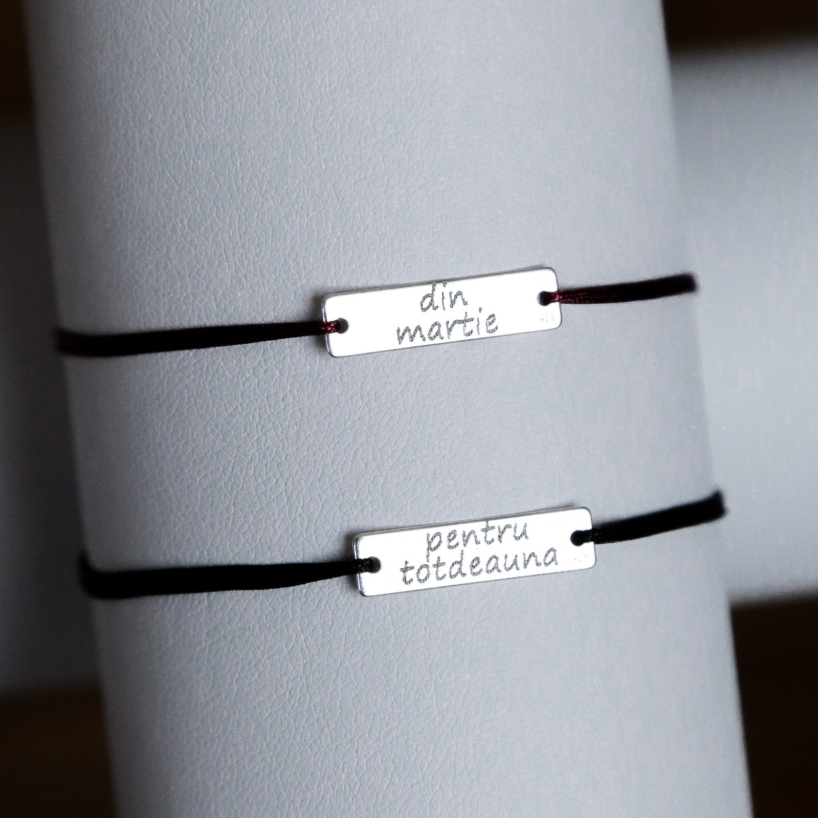 SET 2 BRATARI PERSONALIZATE PLACUTA 19x5 MM ARGINT 925 bratari personalizate cu text
