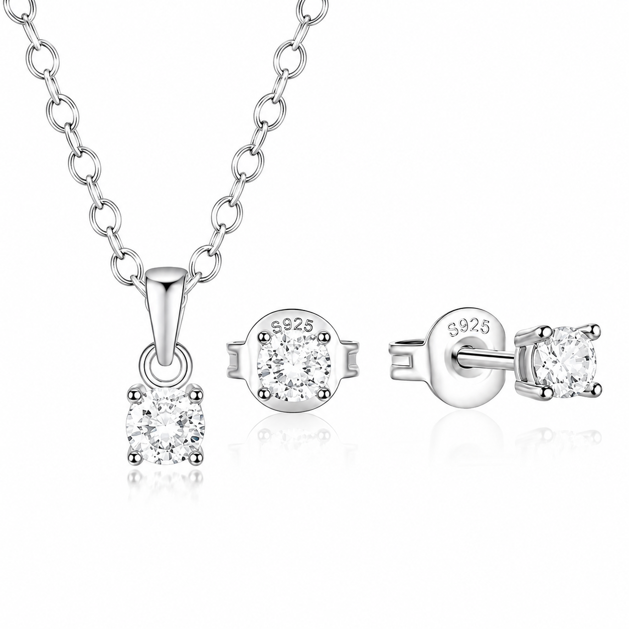 Set elegant din argint 925 cu colier delicat și cercei cu zirconii strălucitoare. Design minimalist și feminin pentru purtare zilnică.