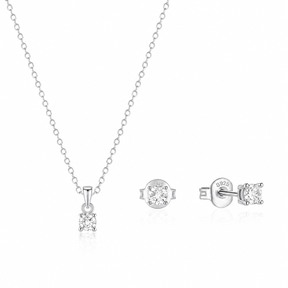 Set elegant din argint 925 cu colier delicat și cercei cu zirconii strălucitoare. Design minimalist și feminin pentru purtare zilnică.