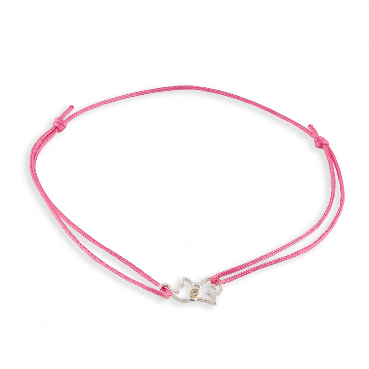 brățară argint 925 cu charm pisicuță pe șnur reglabil Maison La Stéphanie