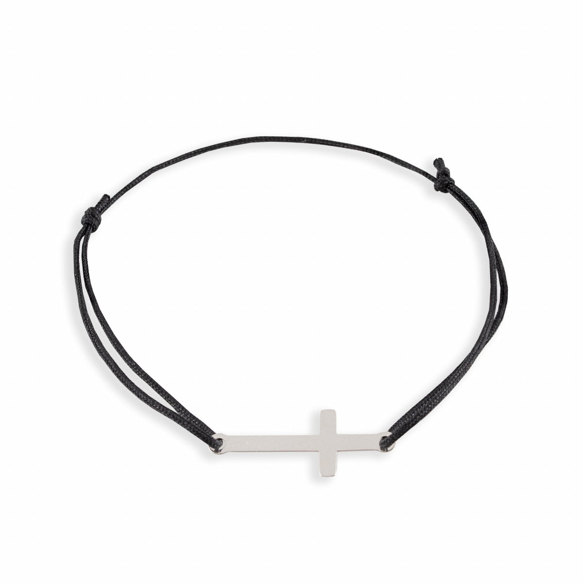 brățară argint 925 Lucky Charm cruce pe șnur negru reglabil Maison La Stéphanie