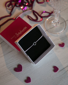 bratara lucky charm inimioara Maison La Stephanie argint 925 snur roz matase bijuterie fina cadou minimalist for her