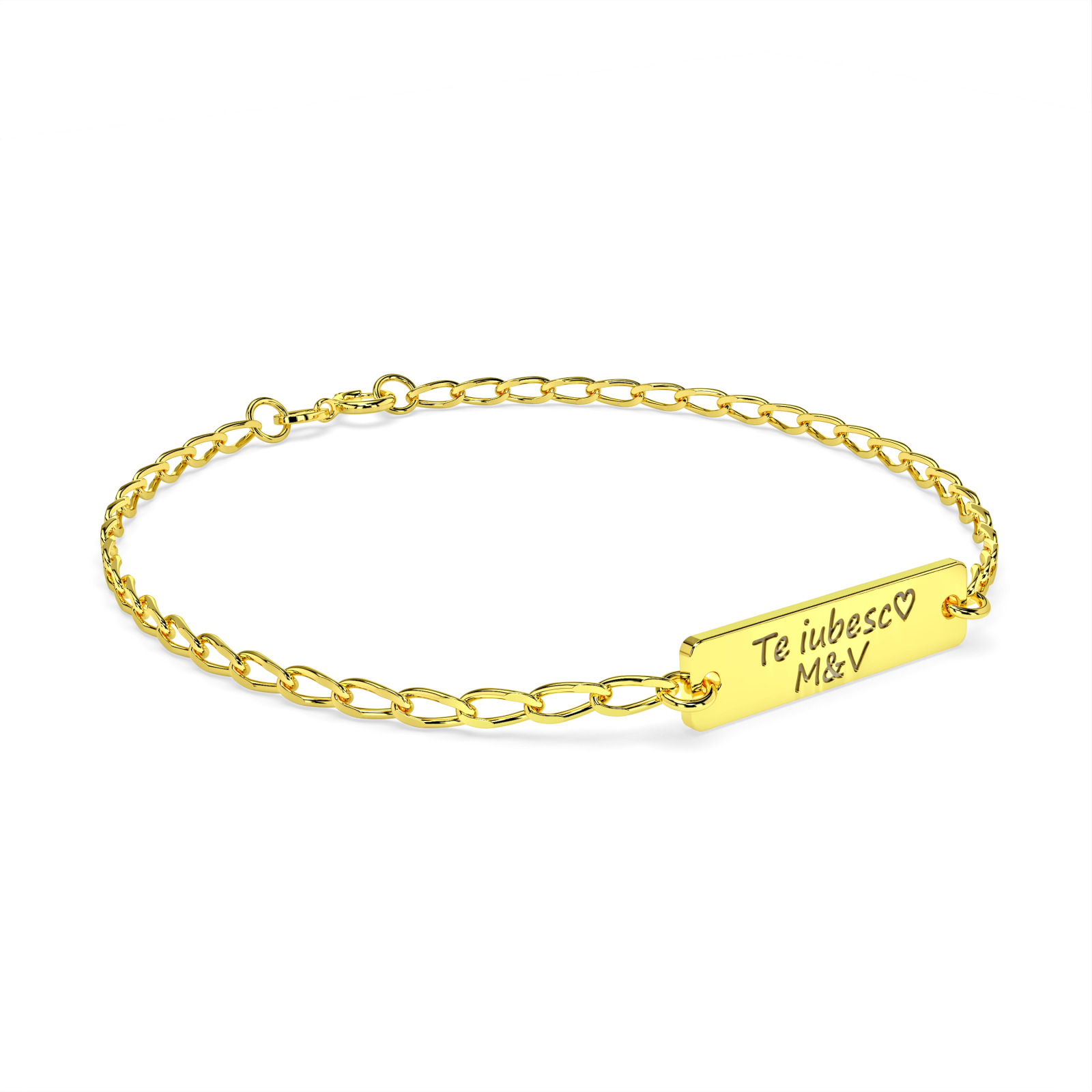 Brățară pentru bărbați din argint 925 placat cu aur 18K, personalizată prin gravură – un cadou elegant pentru iubit, soț sau tată. Bijuterie masculină Maison La Stéphanie, realizată cu atenție la detalii și stil atemporal.