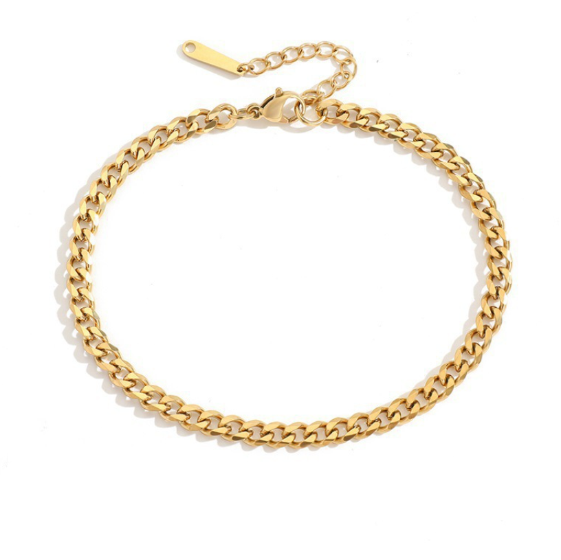 Brățară de picior tip Cuban Link placată cu aur de 18K – accesoriu elegant și versatil de vară, ideal pentru vacanțe, plajă sau ținute boho-chic. Maison La Stéphanie – rafinament și lumină aurie la fiecare pas.