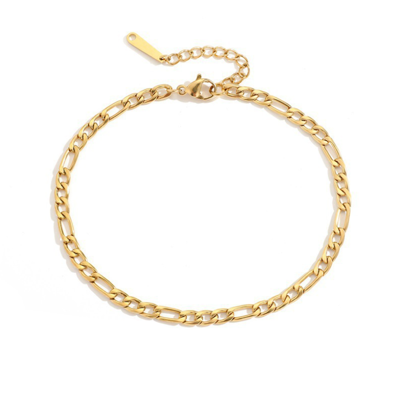Brățară de picior Figaro Chain placată cu aur de 18K – accesoriu elegant și versatil pentru vară, perfect pentru vacanțe, plajă sau ținute casual-chic. Maison La Stéphanie – rafinament și strălucire la fiecare pas.