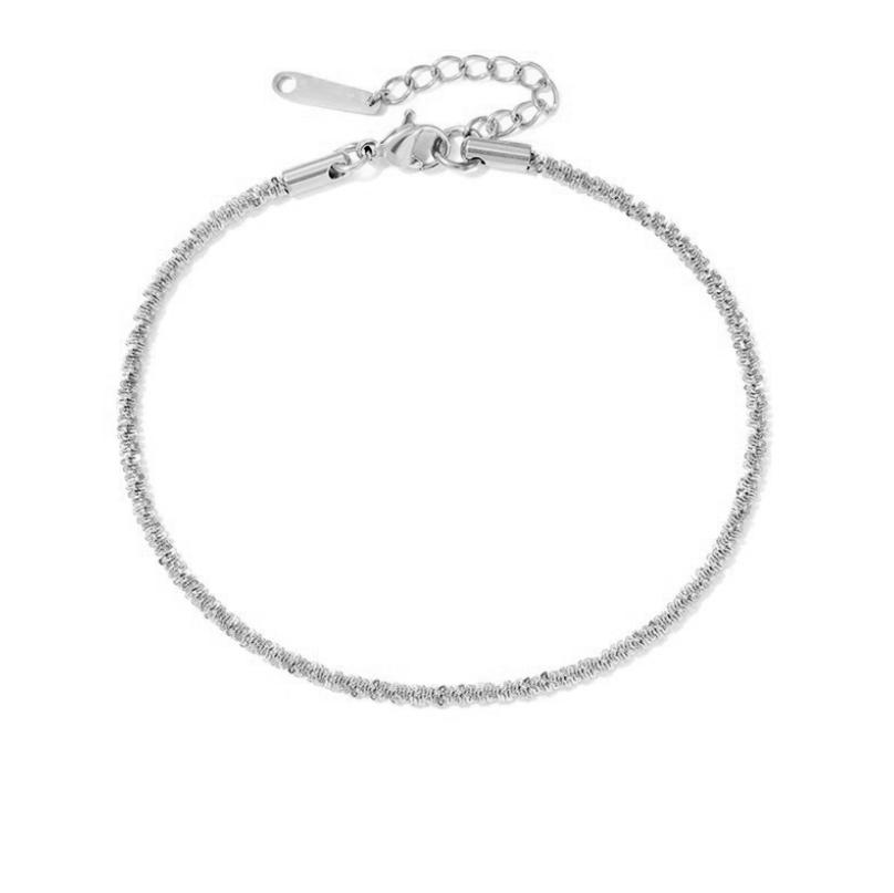 Brățară de picior Round din oțel inoxidabil – bijuterie elegantă și modernă, perfectă pentru vară, plajă sau ținute rafinate. Maison La Stéphanie – rafinament și luminozitate în nuanțe de argint.