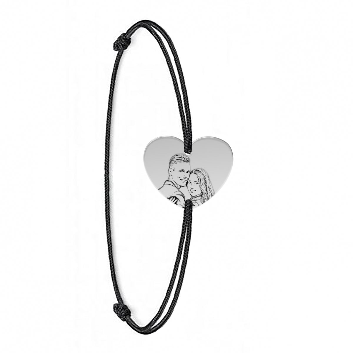 Brățară personalizată cu fotogravură pe argint 925 – inimioară cu poza ta, ideală pentru cadouri cu valoare emoțională.
