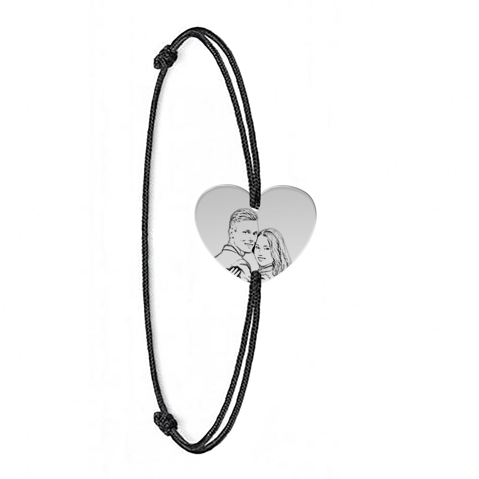 Brățară personalizată cu fotogravură pe argint 925 – inimioară cu poza ta, ideală pentru cadouri cu valoare emoțională.