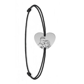 Brățară personalizată cu fotogravură pe argint 925 – inimioară cu poza ta, ideală pentru cadouri cu valoare emoțională.