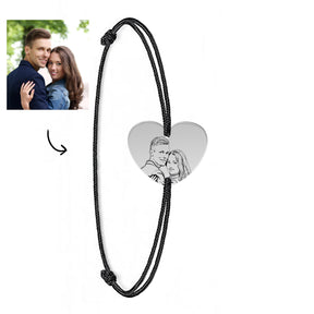 Brățară personalizată cu fotogravură pe argint 925 – inimioară cu poza ta, ideală pentru cadouri cu valoare emoțională.