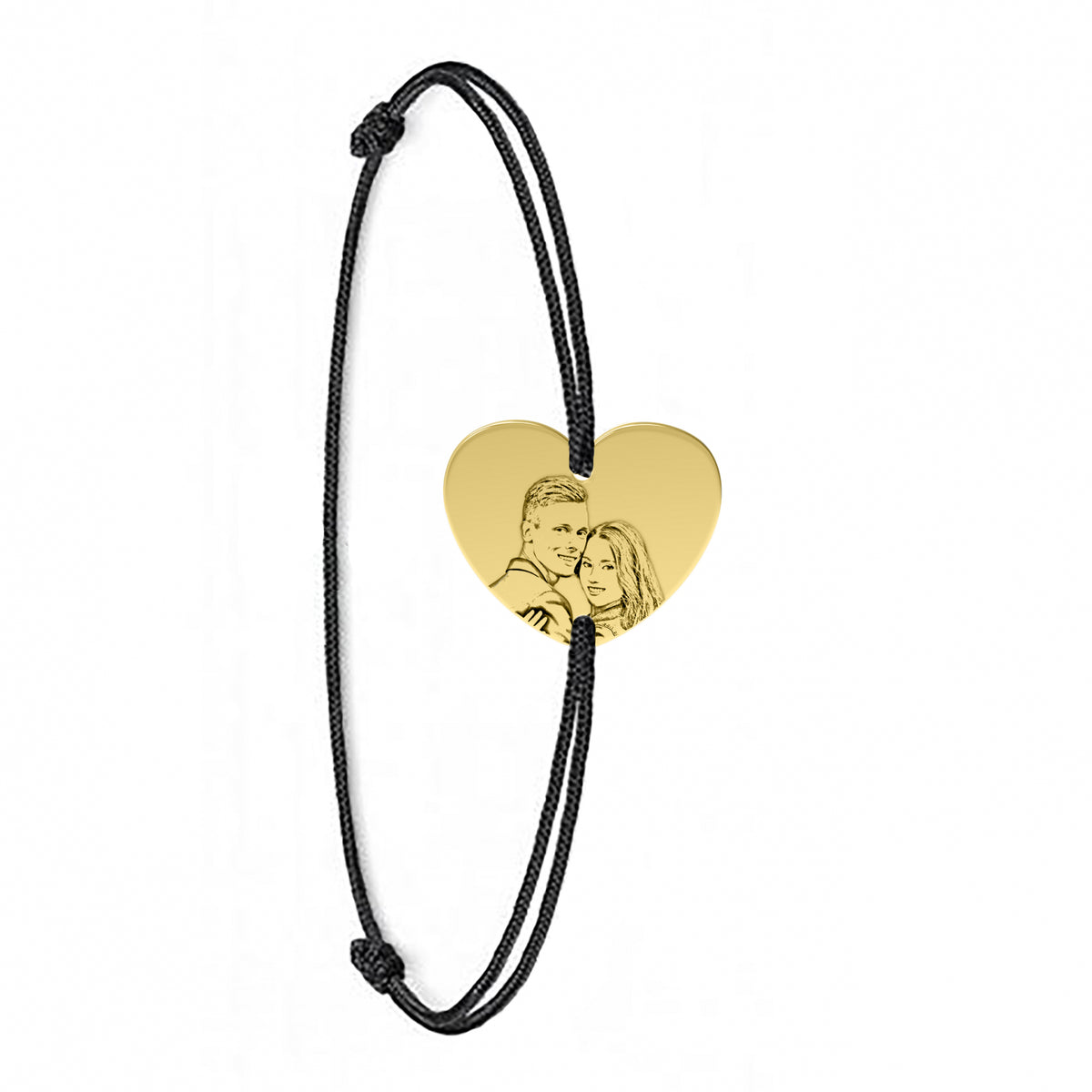 Brățară personalizată cu fotogravură pe inimioară din argint 925 placat cu aur 18K – cadou elegant și emoțional, perfect pentru orice ocazie specială.