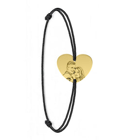 Brățară personalizată cu fotogravură pe inimioară din argint 925 placat cu aur 18K – cadou elegant și emoțional, perfect pentru orice ocazie specială.