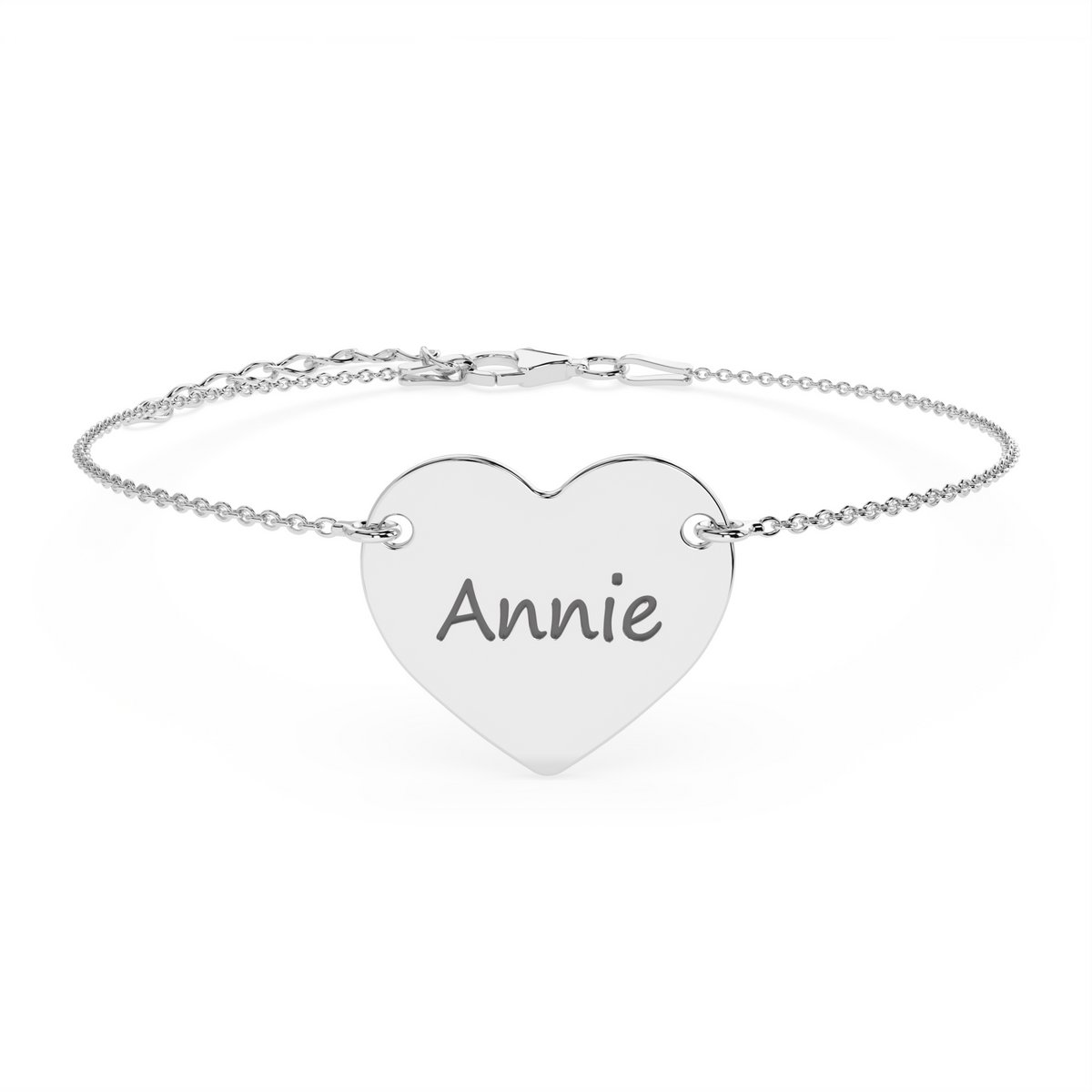 Brățară inimioară din argint 925 personalizată cu nume sau mesaj, ideală pentru cadouri de botez, aniversări, Valentine’s Day sau ocazii speciale. Bijuterie elegantă Maison La Stéphanie.