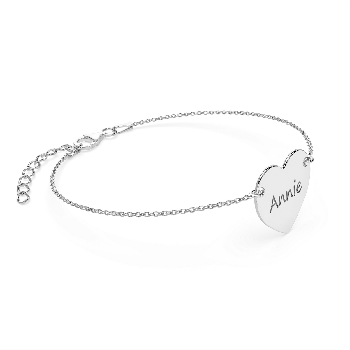 Brățară inimioară din argint 925 personalizată cu nume sau mesaj, ideală pentru cadouri de botez, aniversări, Valentine’s Day sau ocazii speciale. Bijuterie elegantă Maison La Stéphanie.