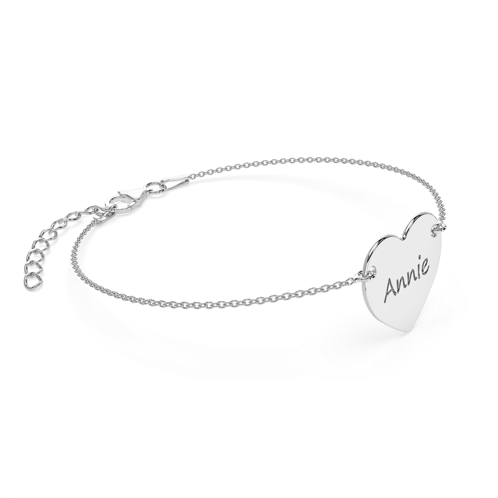 Brățară inimioară din argint 925 personalizată cu nume sau mesaj, ideală pentru cadouri de botez, aniversări, Valentine’s Day sau ocazii speciale. Bijuterie elegantă Maison La Stéphanie.