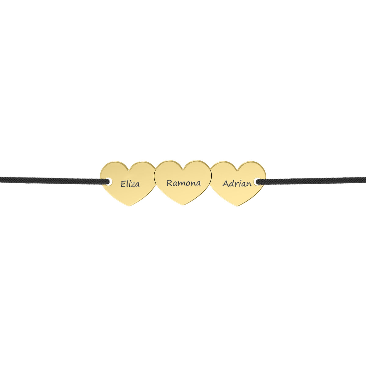 Brățară personalizată cu 3 inimioare din argint 925 placat cu aur 18K – cadou elegant Maison La Stéphanie pentru mamă, familie sau aniversări. Bijuterie cu semnificație profundă, gravată cu nume sau inițiale.