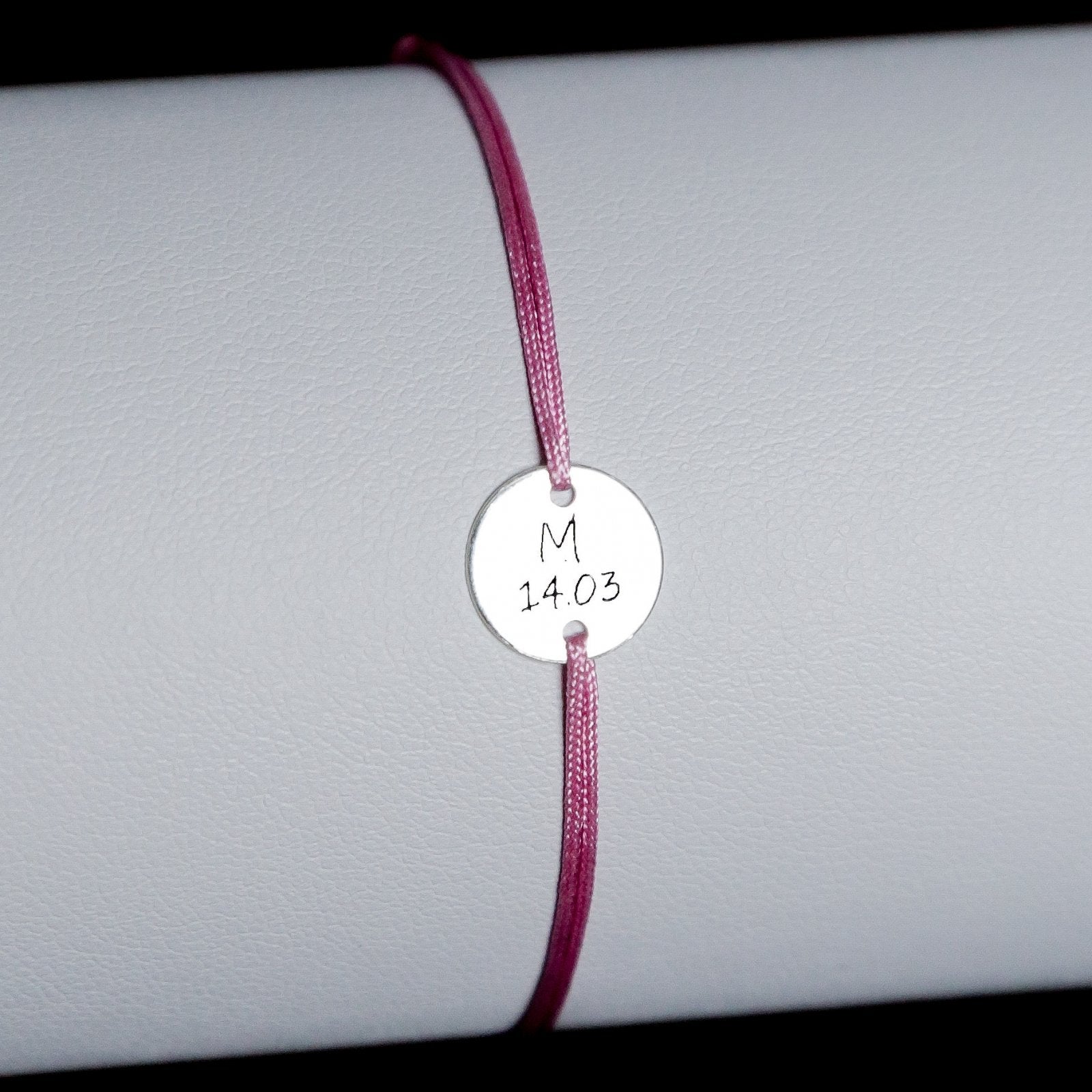 brățară personalizată bănuț argint 925, șnur reglabil, Maison La Stéphanie