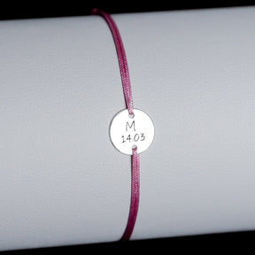 brățară personalizată bănuț argint 925, șnur reglabil, Maison La Stéphanie